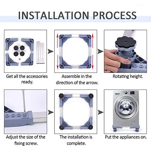 JCJ-Shop Soporte Multifuncional Ajustable para Lavadora Base Refrigerador, con 4 Pies ElevacióN Fuertes, Carga MáXima 300 Kg, para Secadora y Pedestal Lavadora