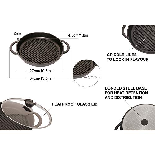 Jean-Patrique The Whatever Pan - Sartén de aluminio fundido con tapa de cristal, 26,6 cm de diámetro, compatible con inducción, antiadherente