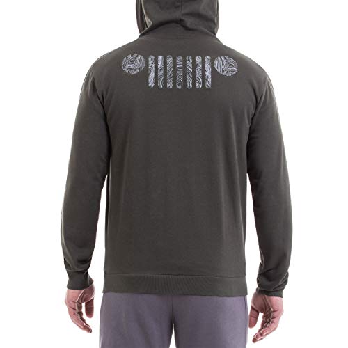 Jeep Invernale con Cappuccio E Zip Completa con Stampa Calandra Sulla Schiena per Camiseta, Hombre, Forest Night/White, M