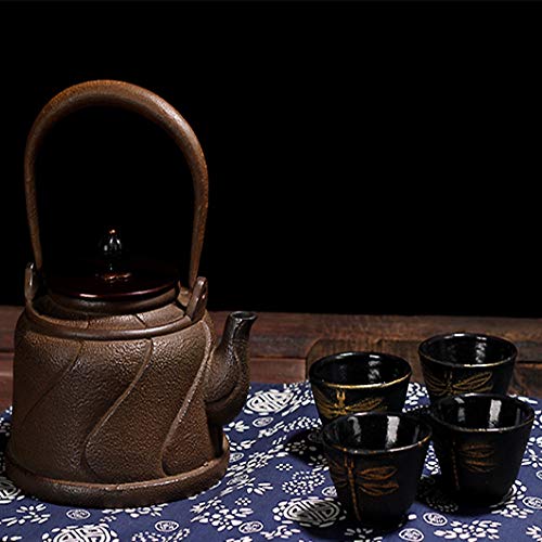 Jenghfnifer Hierro Fundido Tetsubin 1300 ml Tetera Hornillo japonés Retro Tetera de té hogares utilizando desparafinado Tecnología (Color : Brown, Size : 1300ml)