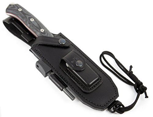 JEO-TEC Nº15 Cuchillo Supervivencia Caza Monte bushcraft Camping Outdoor Campo - Funda de Piel con pedernal y Piedra afilar incluidos - Acero BÖHLER N690C - Fabricado en España