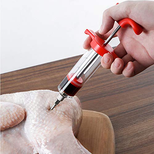 Jeringa de Cocina para Marinar inyector de Salsas, Jeringa para Rellenar Carne Pavo Pollo con Salsa Inyector Salsas de 30 ml/1oz