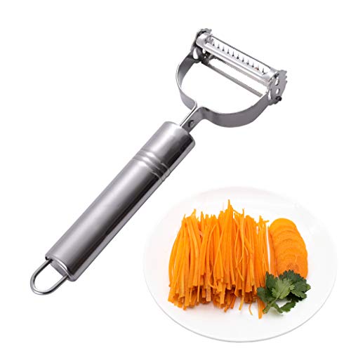 JERKKY  Fruit Peeler, Multifuncional de Acero Inoxidable Smiley Face Fruit Peeler Patata Melon Planer Rugged Home Kitchen Gadgets