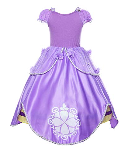 JerrisApparel Niña Disfraz de Princesa Sofía Tul Cumpleaños Partido Vestido (3 años, Morado)