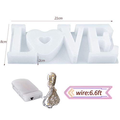 Jeteven - Molde de fundición con forma de vela 3D de silicona, forma de cristal, resina epoxi con cadena de luces LED, forma de resina, para artesanía, decoración de mesa, boda, día de San Valentín