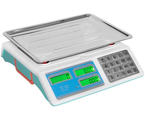 JEVX Bascula Comercial Digital de 40kg 3 EN 1 con BATERIA Recargable y Fuente de Alimentacion - Precision 5 Gramos Comercio Balanza Inalambrica para Fruteria 40 Kilos Peso Industrial Medidor de Peso