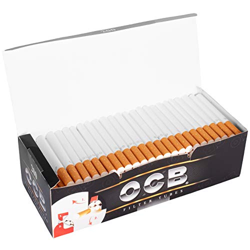 JeVx Maquina Liadora de Tabaco + 200 Tubos con Filtro OCB - Entubador Electrico para LLenado de Cigarros Entubar Cigarrillos de Fumar Entubadora Electrica para Liar