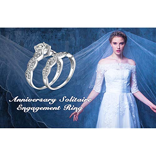 JewelryPalace Anillo Infinito 1.5ct de Compromiso Conjuntos Zirconia Cúbica Aniversario Promesa Banda Boda Nupcial Plata de ley 925