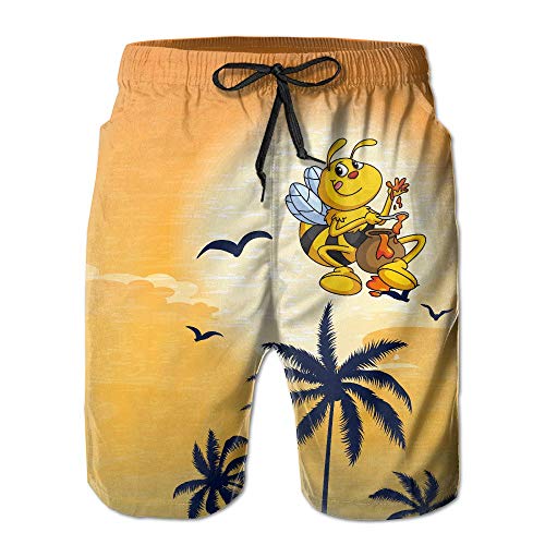 Jhonangel Miel de Abeja Transpirable Tabla de Surf Pantalones Cortos de Playa Troncos de Surf con Poket para Hombres M