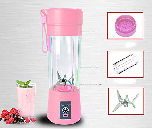 JHWSX Blender Personal, Jugo USB Recargable 380ml sin BPA Extractor, por Jugo de Hielo triturado Smoothie Shake (con Cepillo de Taza) (Color : Red)