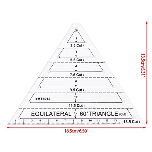 JIACUO Plantilla de Regla de Acolchado de triángulo equilátero de 60 Grados Herramienta de artesanía de Costura DIY