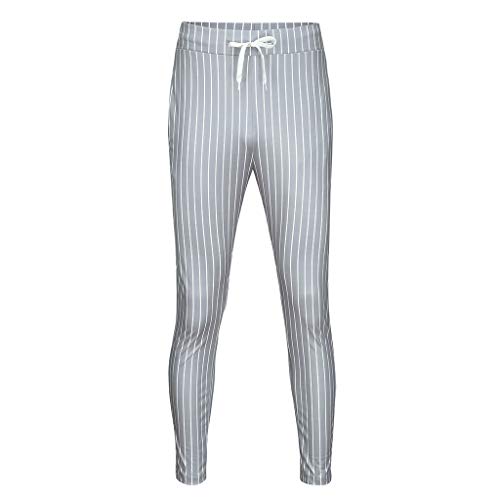 JiaMeng Casuales Pantalones para Hombre Joggers Patchwork a Rayas Pantalones de chándal con cordón Ocasionales Pantalones Largos con Bolsillos y Cintura con cordón