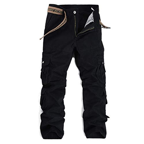 JiaMeng-ZI Pantalones Hombre Mezcla de algodón Multi-Bolsillo Trabajo Pantalones Color Sólido Suelto Work Trousers Casual Pantalones Recto Resistente al Desgaste Escalada,Senderismo Pants