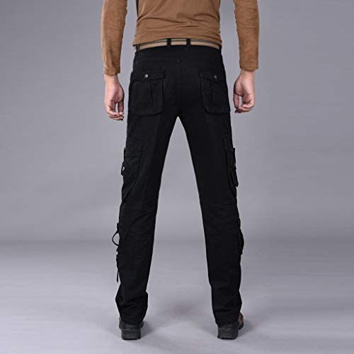 JiaMeng-ZI Pantalones Hombre Mezcla de algodón Multi-Bolsillo Trabajo Pantalones Color Sólido Suelto Work Trousers Casual Pantalones Recto Resistente al Desgaste Escalada,Senderismo Pants