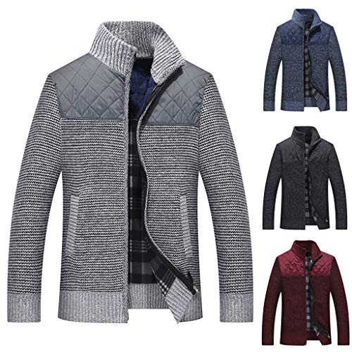 JiaMeng-ZI Ropa de Moda Mantener Caliente Cuello Alto Suéter de Punto Slim fit Chaqueta Otoño Invierno Casual Sweater Jacket al Aire Libre Cómodo Abrigo de Manga Larga