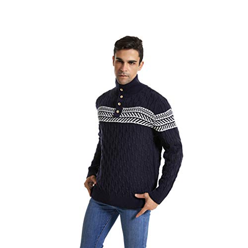 JiaMeng-ZI Ropa para Hombre Cuello Alto Slim Fit Suéter Cárdigan Chaqueta De Punto Rebeca para Hombre Básico con Botones Otoño Invierno Casual Mantener Caliente Sweater Blouse Top Jersey