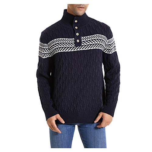 JiaMeng-ZI Ropa para Hombre Cuello Alto Slim Fit Suéter Cárdigan Chaqueta De Punto Rebeca para Hombre Básico con Botones Otoño Invierno Casual Mantener Caliente Sweater Blouse Top Jersey