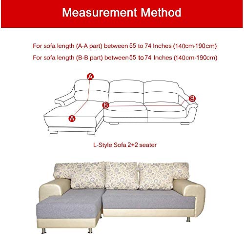 JIAN YA NA - Funda de sofá, extensible, de poliéster, para sofá de ángulo + 2 fundas de almohada, tela, gris, 2 Place + 2 Place