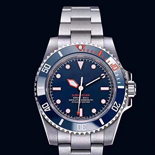 jiao Reloj para Hombre estrenar Hombres Relojes mecánicos automáticos Negro Azul Cerámica Bisel Cristal Zafiro Deporte Pulsera de ostra   Azul