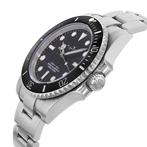 jiao Reloj para Hombre estrenar para Hombre, Relojes mecánicos automáticos, Bisel de cerámica de accionamiento Negro, Pulsera de ostra Deportiva de Zafiro de Cristal