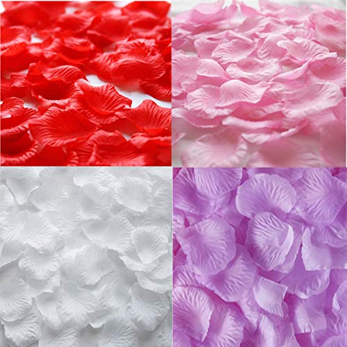 Jicyor Pétalos de Rosa, 4000 Pcs Colores Múltiples Seda Confeti Petalos Artificiales para Bodas Fiestas Día de San Valentín y Ambiente Romántico(Escarlata Rosa Claro Blanco Puro Morado Claro)