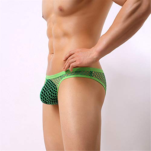 JIER Hombre String Low Rise Tanga Bikini Bragas Slips Ropa Interior Pantalones Cortos Perspectiva Respirable Malla Calzoncillos (Verde,X-Large)