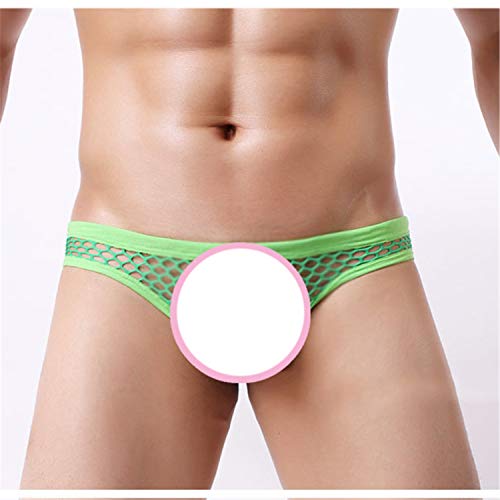 JIER Hombre String Low Rise Tanga Bikini Bragas Slips Ropa Interior Pantalones Cortos Perspectiva Respirable Malla Calzoncillos (Verde,X-Large)