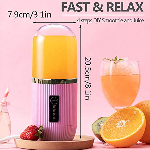 JIN GUI Licuadora portátil, trituradora de inmersión USB de 350 ml, Mini exprimidor, Pantalla Inteligente, extraíble, Limpio, Grueso, Delicado, Carga de Emergencia, para Batidos, Batidos, Frutas