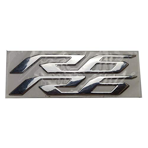 Jinghai Motocicleta 3D Emblema Insignia Calcomanía Etiqueta de la Rueda del Tanque Calcomanía Reflectante Suave R1 R3 R6 Etiqueta para Yamaha YZF-R1 YZF-R3 YZF-R6, R6 Plata