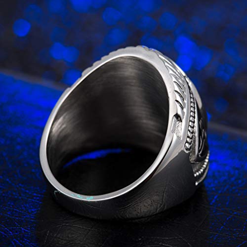 JINGJING Acero Inoxidable Anillo de los Hombres Retro Warcraft Alianza Wow Acero Titanio Anillo Joyeria,Black,No.14