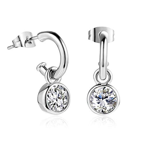 JINMENHUO Pendientes de botón para Mujer Classic Six Claw Clear AAA + Cubic Zirconia Color Oro Rosa Moda para niñas, E121