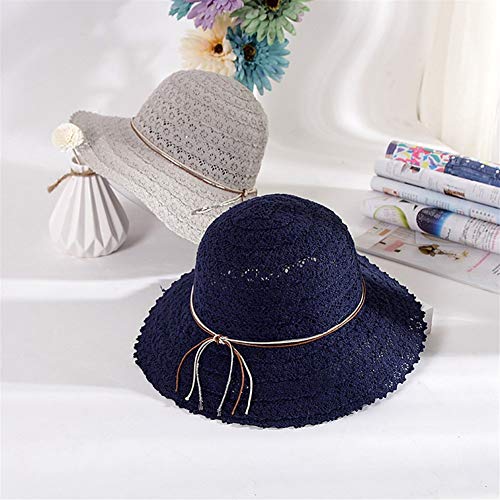 JINRONG Tejida Paja Plegable Rueca Fresca Pequeña Cielo Abierto del Cordón Sombrero del Verano del Sombrero De Sun Dome Cap Plegable Ollas (Color : Khaki)