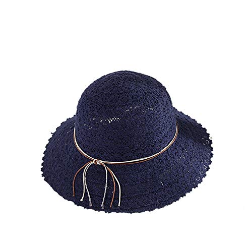 JINRONG Tejida Paja Plegable Rueca Fresca Pequeña Cielo Abierto del Cordón Sombrero del Verano del Sombrero De Sun Dome Cap Plegable Ollas (Color : Khaki)