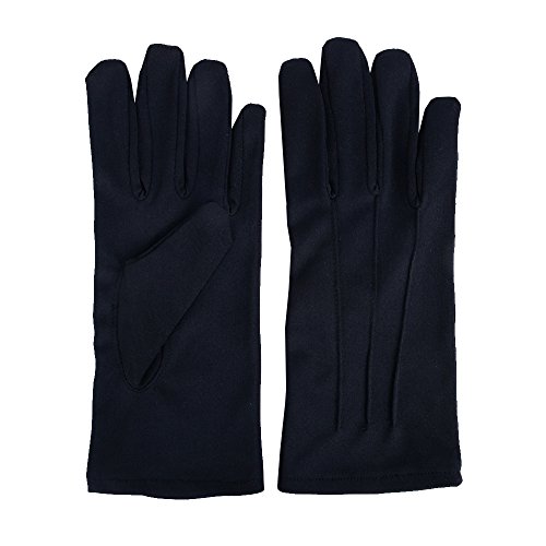 JISEN hombres policía formal esmoquin honor guardia desfile de nylon algodón guantes 26cm - Negro - talla única