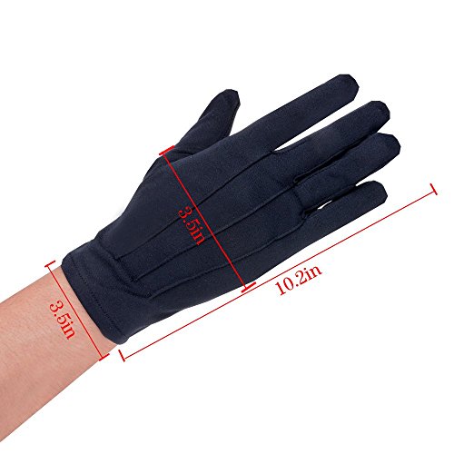 JISEN hombres policía formal esmoquin honor guardia desfile de nylon algodón guantes 26cm - Negro - talla única