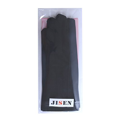 JISEN hombres policía formal esmoquin honor guardia desfile de nylon algodón guantes 26cm - Negro - talla única