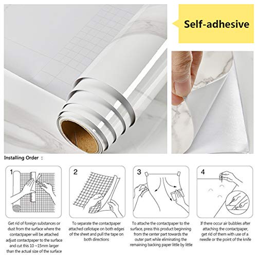 JiuFei Papel Adhesivo para Muebles Marmol 60 X 200cm Papel Marmol Beige Vinilo Marmol Impermeable y Aceite Impermeable Papel Pared para la Cocina Encimera Oficina de Baño