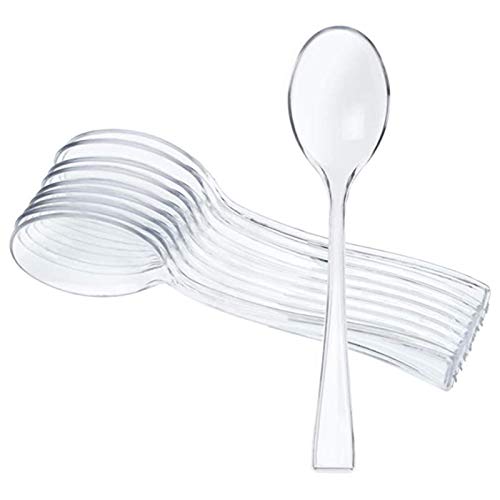 Jixista Mini Cucharas Plásticas Mini Clear Plastic cucharillas de cubiertos 100 cucharas de cubiertos desechables en plástico blanco para Postre Café Té Cócteles Drinks Zumos Helado