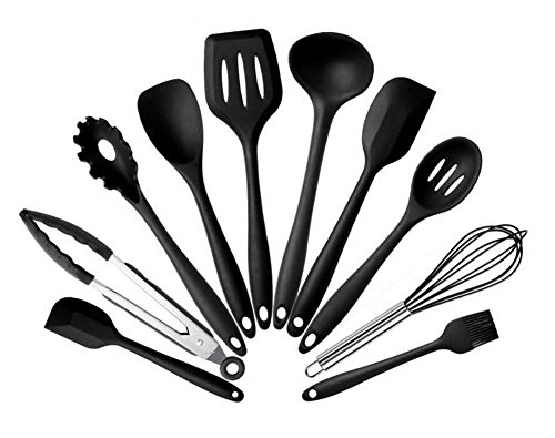 JJLng Utensilios Cocina, Utensilios Cocina Silicona No Tóxicas Resistentes Al Calor Utensilios De Cocina Antiadherente Utensilios Silicona Cocinar 10 Piezas