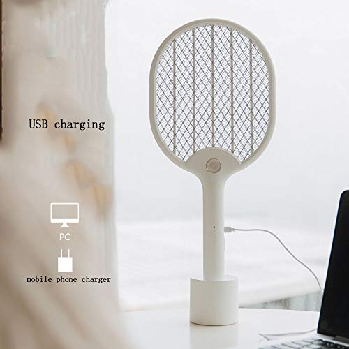 JKJ Bug Zapper Raqueta, matamoscas matamoscas eléctrico y de Zapper del Mosquito de Interior al Aire Libre, USB Recargable con LED de iluminación,B