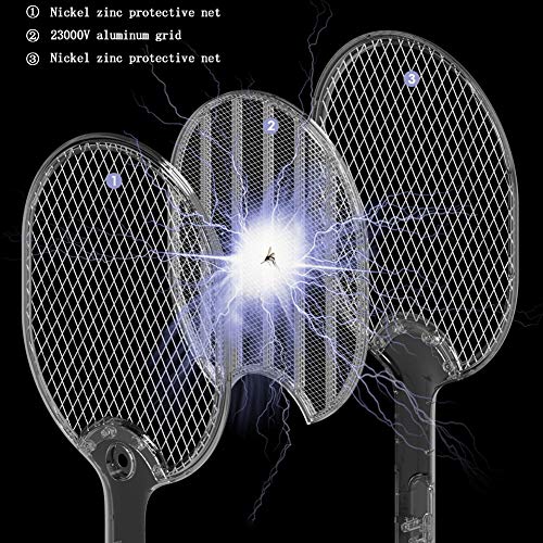 JKJ Bug Zapper Raqueta, matamoscas matamoscas eléctrico y de Zapper del Mosquito de Interior al Aire Libre, USB Recargable con LED de iluminación,B