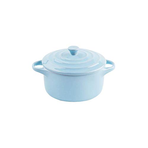 JLWM Tazones De Consomé Tazón Para Sopa Con Asa Cerámico Con Miembro Bebe Flan De Huevo Huevo Al Vapor Hornear Gachas Desayuno Ensalada De Frutas-Azul-220ML