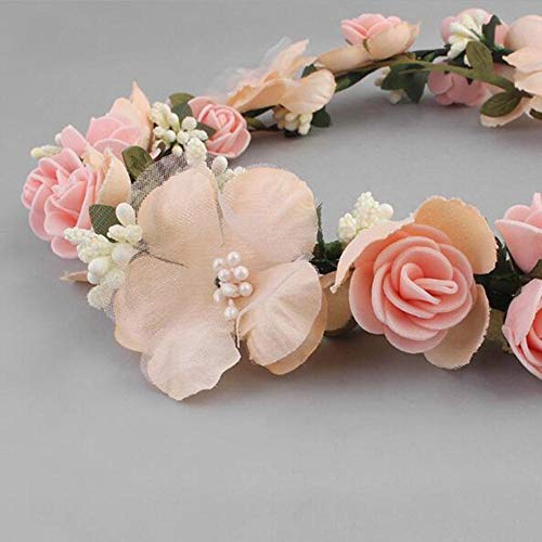 JLWS Corona para el Pelo para Novia, Diadema de Flores para Mujer, Accesorios para el Pelo para niñas, Fiesta de cumpleaños, Playa, Boda, decoración de Halloween, 2