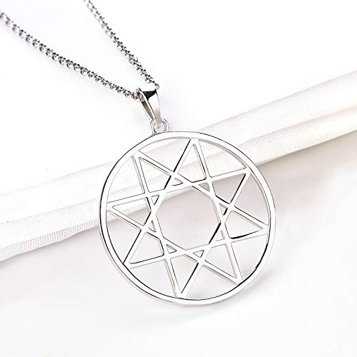 JO WISDOM Collares Plata de ley 925,Colgante con Cadena Octagramo Estrella de ocho Puntas Aurum Solis Sello,Emblema Amuleto Talismán Joyería