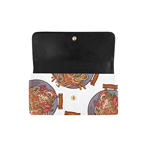 JOCHUAN Único Personalizado Asiático Comida Wok Pan Seamless Mujeres Trifold Monedero Monedero Largo Titular de la Tarjeta de Crédito Caso Bolso