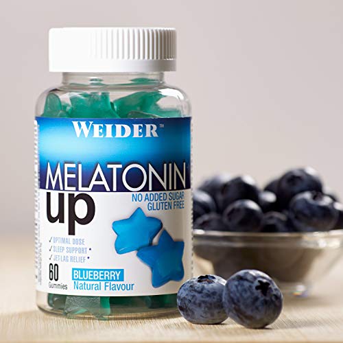 JOE WEIDER VICTORY Melatonine Up, 60 gummies, Sabor Blueberry, 1 mg de melatonina por gominola, Sin gluten y sin azúcar