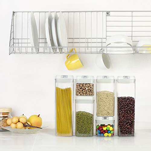 joeji's Kitchen 6 Recipientes de Plástico Transparente para Almacenamiento de Alimentos con Tapas Herméticas - Varios tamaños, Alimentos Secos y líquidos.
