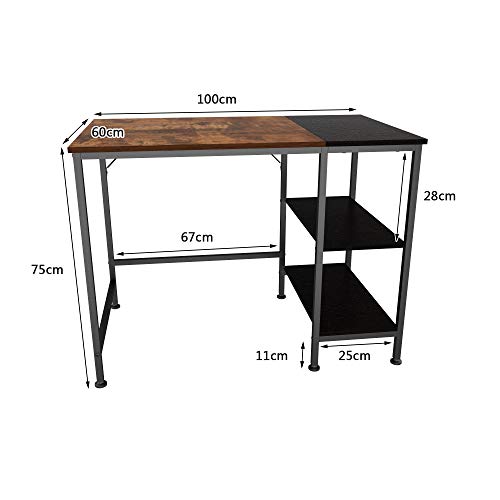 JOISCOPE Escritorio de Computadora, Escritotio，Mesa de Computadora,Mesa de Ordenador，Mesa para Computadora，Mesa Industrial Hecha de Madera y Metal, 40 Pulgadas (Acabado de Roble Vintage)