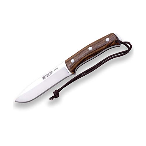 Joker Cuchillo de Caza Nomad CN125-P, 12,7 cm de Hoja, Funda Piel Negra, Mango Nogal, Incluye pedernal, Herramienta de Pesca, Caza, Camping y Senderismo