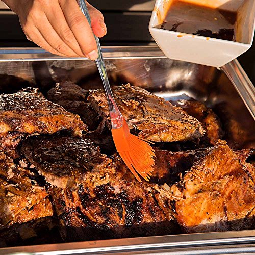 Jonhen Guantes de Silicona Resistentes al Calor Antideslizantes con Forro de algodón para Cocina, Horno, 1 par, Cepillo Extra y Soporte para Maceta (Naranja)